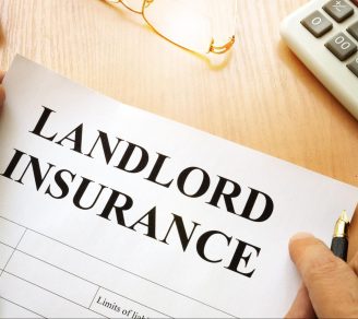 Closeup of a document with the heading “Landlord Insurance”