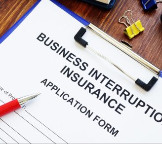 Close-up of an application form for business interruption insurance for contractors