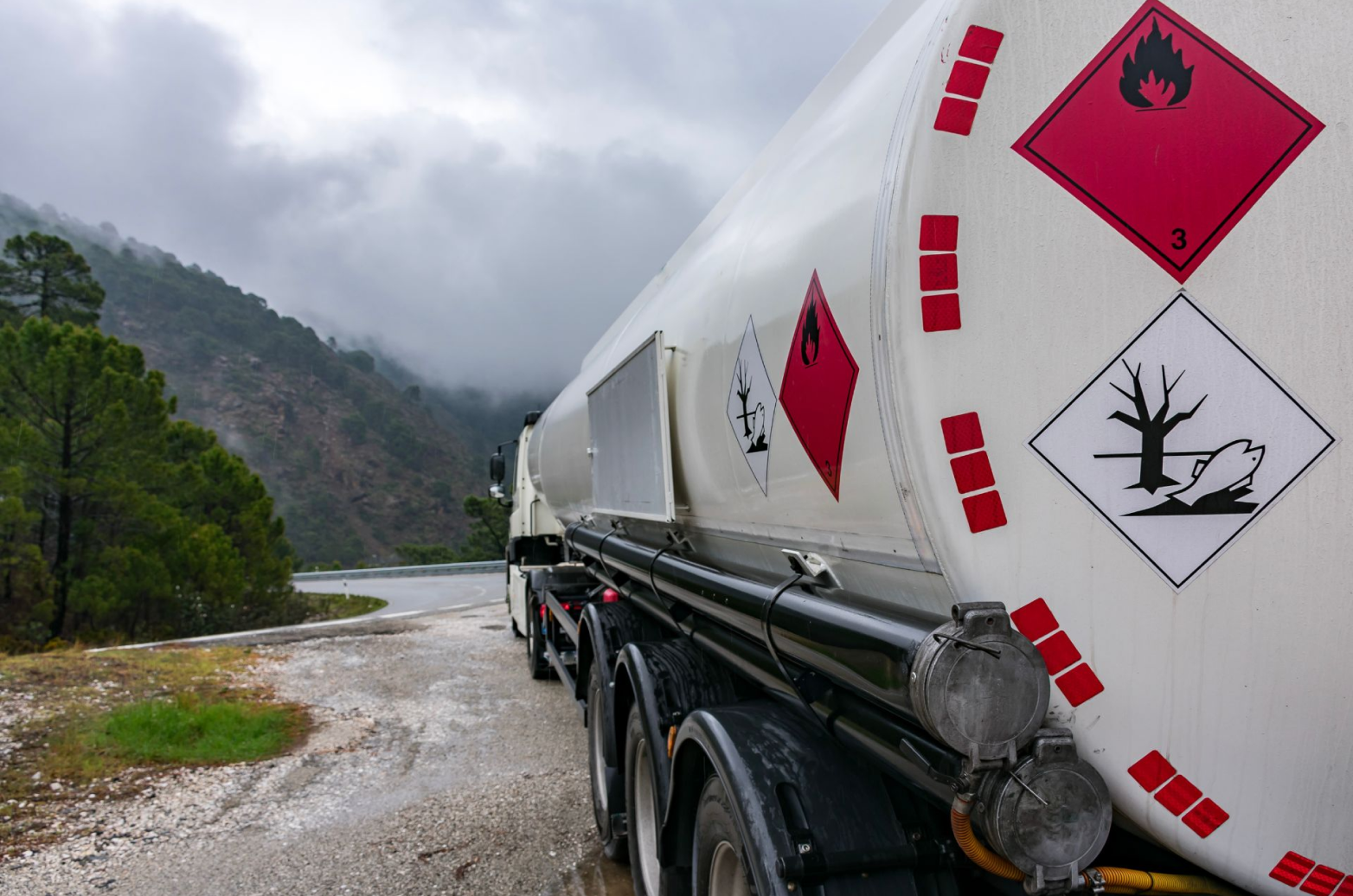 A truck transporting flammable liquid