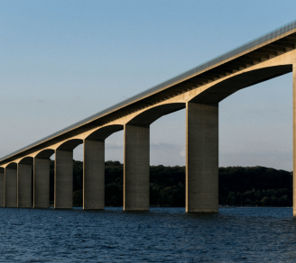 A wide-shot photo of a bridge.