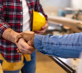 Contractors shaking hands