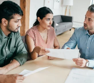 A couple meeting with an insurance broker